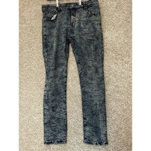 City Ink Skinny Stretch Dark Acid Design Denim Jeans Men's Size 36X31